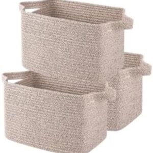 New Elegant Tan Woven Storage Baskets - Set of 3